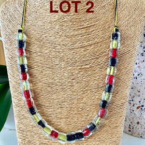 Premium Caribbean Flag Cube Glass Lampwork Rustic Artisan Beads 12mm - 10mm (30)